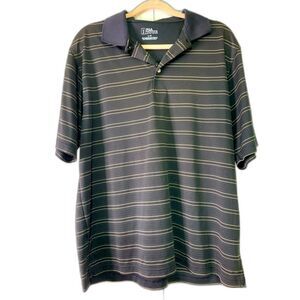 PGA Tour Black Stripe Polo Golf Shirt Mens L #558